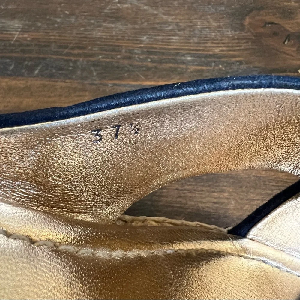 PRADA Blue Suede Exposed Stitch Crisscross Platform Sandals Espadrilles 37.5